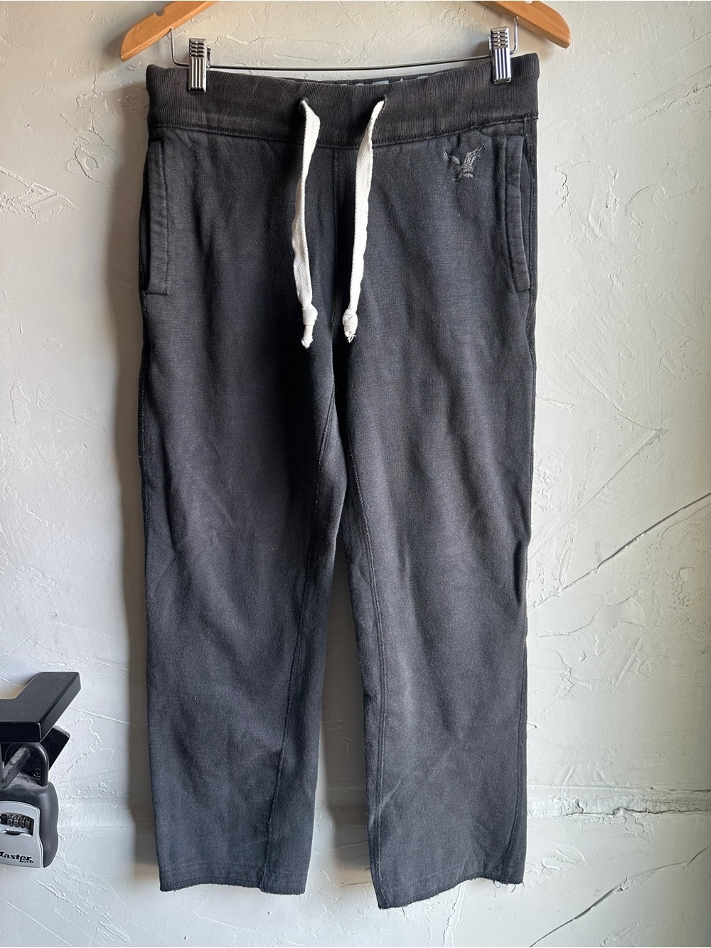American Eagle Vintage Wash Fleece Joggers Charcoal Gray Sweatpants Eagle XS